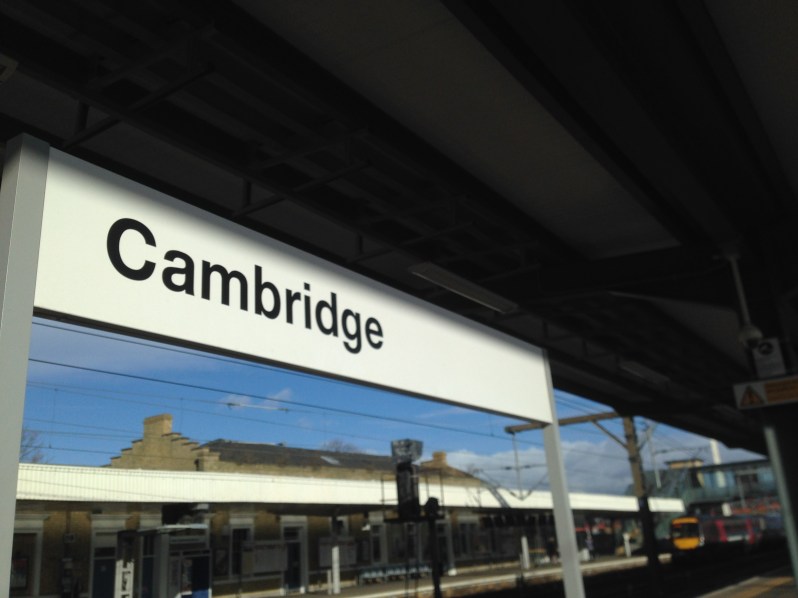 Cambridge train sign