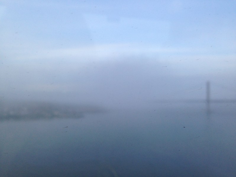 Forth Bridge lost in mist 