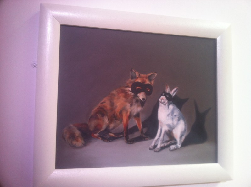 painting of fox and hare