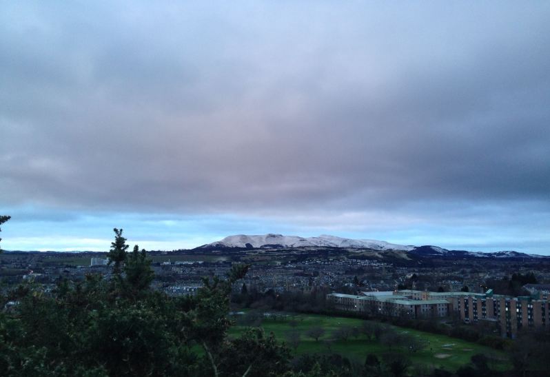 snowy scene over Edinburgh
