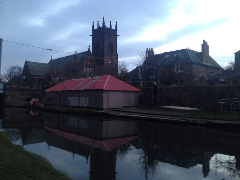 canal, church , weather, sky , shed